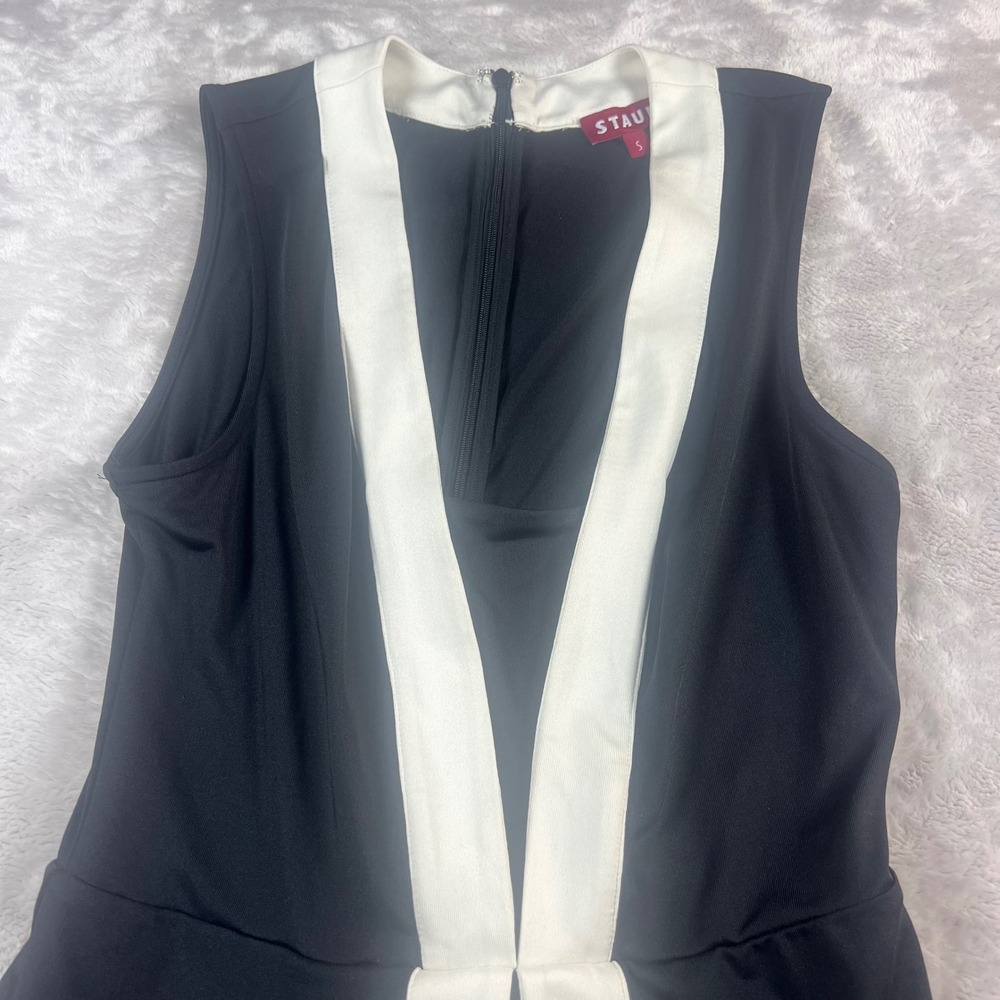 STAUD Women's S Mini Dress Black White Cross Court Active Tennis Built-in Shorts